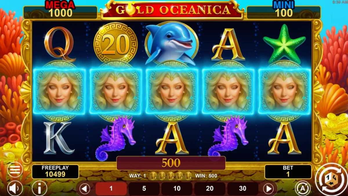 Tampilan visual slot Gold Oceanica dengan tema bawah laut yang memukau