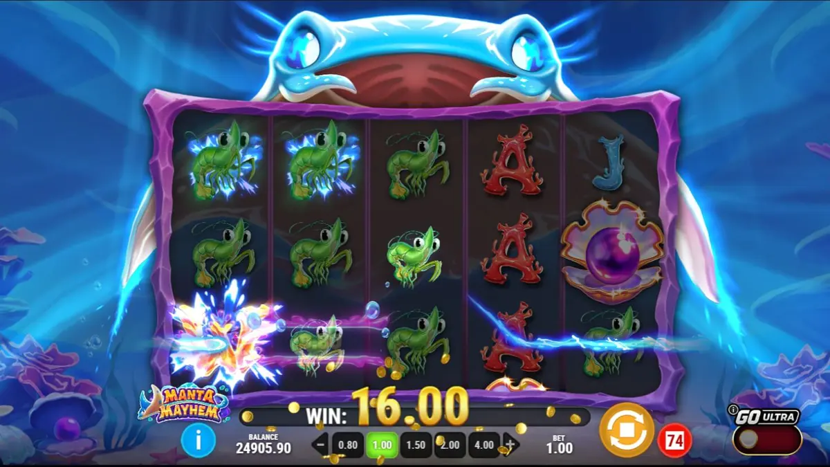 Manta Mayhem slot dengan tema bawah laut yang penuh warna