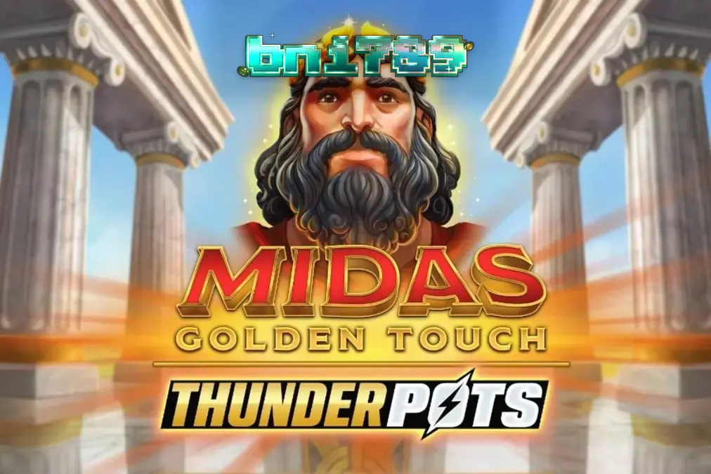 Tampilan visual slot Midas Golden Touch: Thunder Pots dengan tema mitologi emas